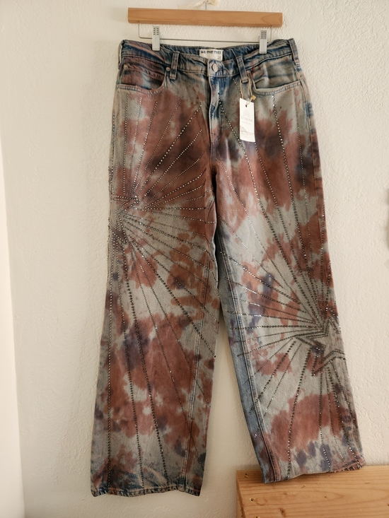 We The Free Denim - We The Free Tie-Dye Starburst Wide-Leg Jeans in Brown & Gray